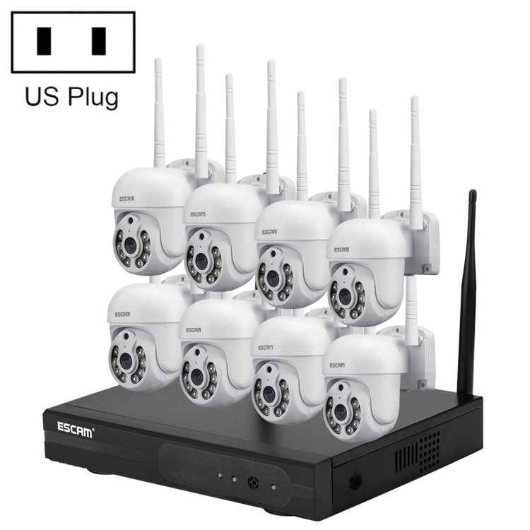 ESCAM WNK718 HD 3.0 Million Pixels 8-channel Wireless + 8IPC Wireless NVR Security System, UK Plug, WNK718 ESCAM WNK718 HD 3.0 Million Pixels 8-channel Wireless + 8IPC Wireless NVR Security System, UK Plug, WNK718
